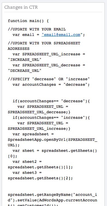 Changes In CTR Google Ads Script