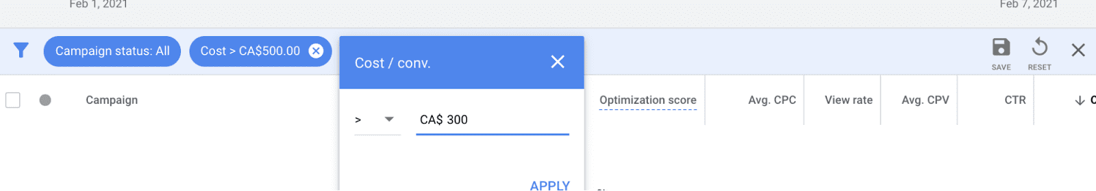 Setting Cost/Conv Filter For Google Ads Bid Increase Script