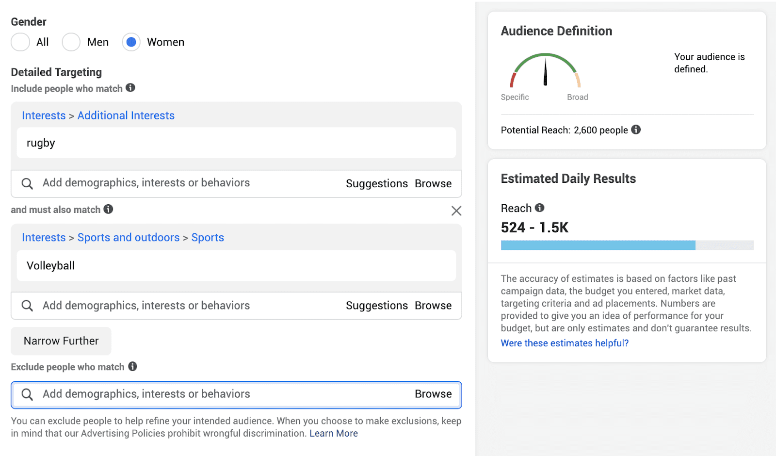 Facebook audience targeting