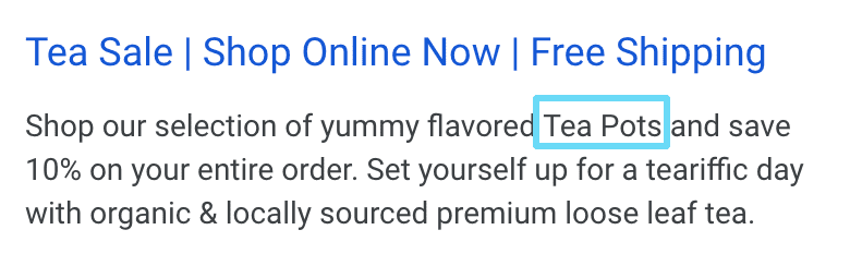 Google ads tea sale