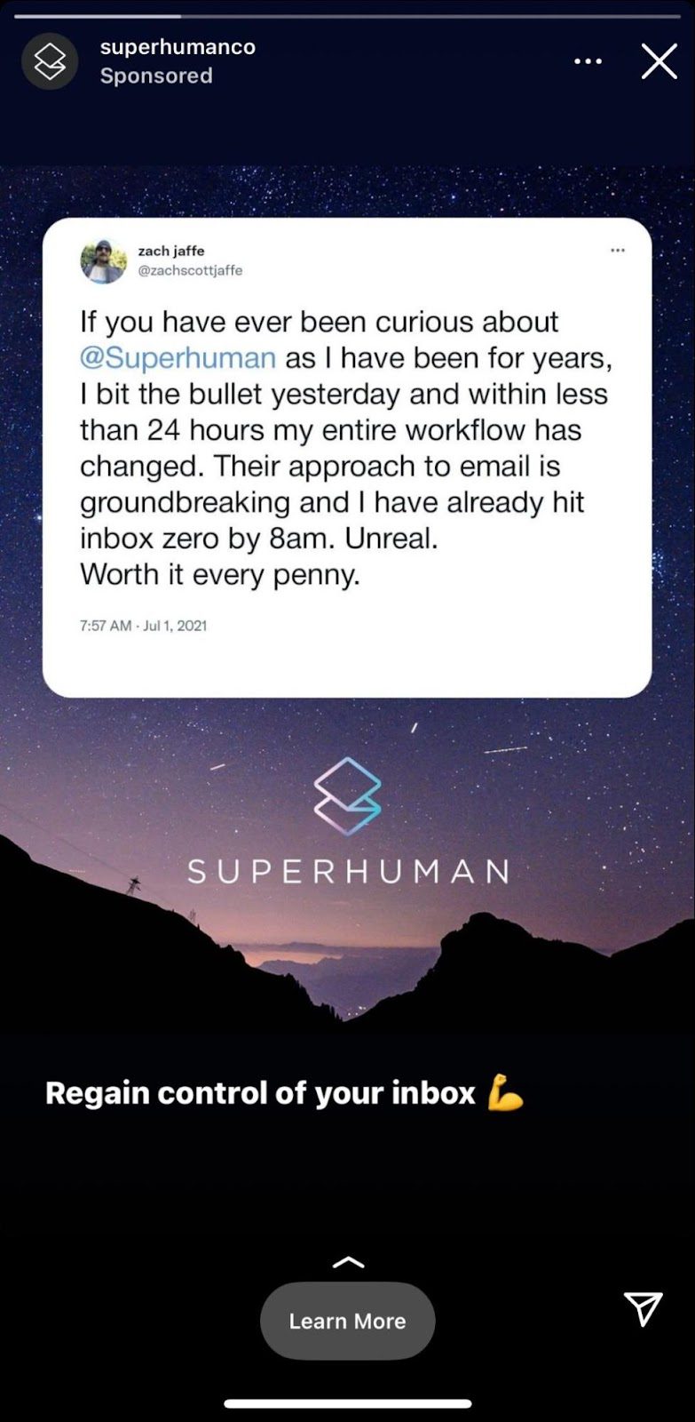 Superhuman does a great job of collecting and posting user-generated content 