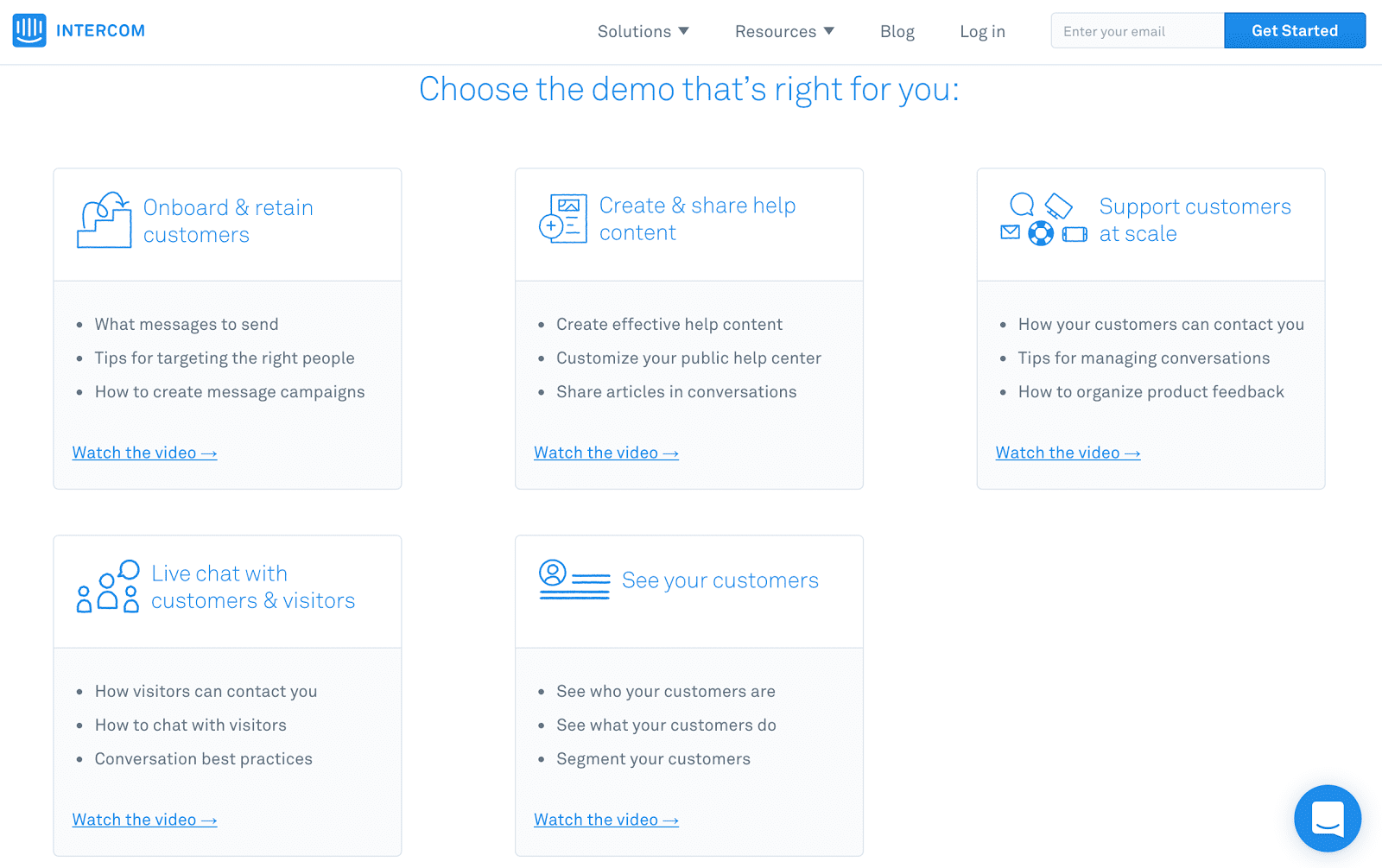 Intercom’s landing page